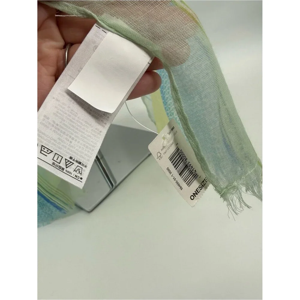 Gap Blue & Green Colorblock Fringe Scarf Wrap Accessory One Size Boho Coastal